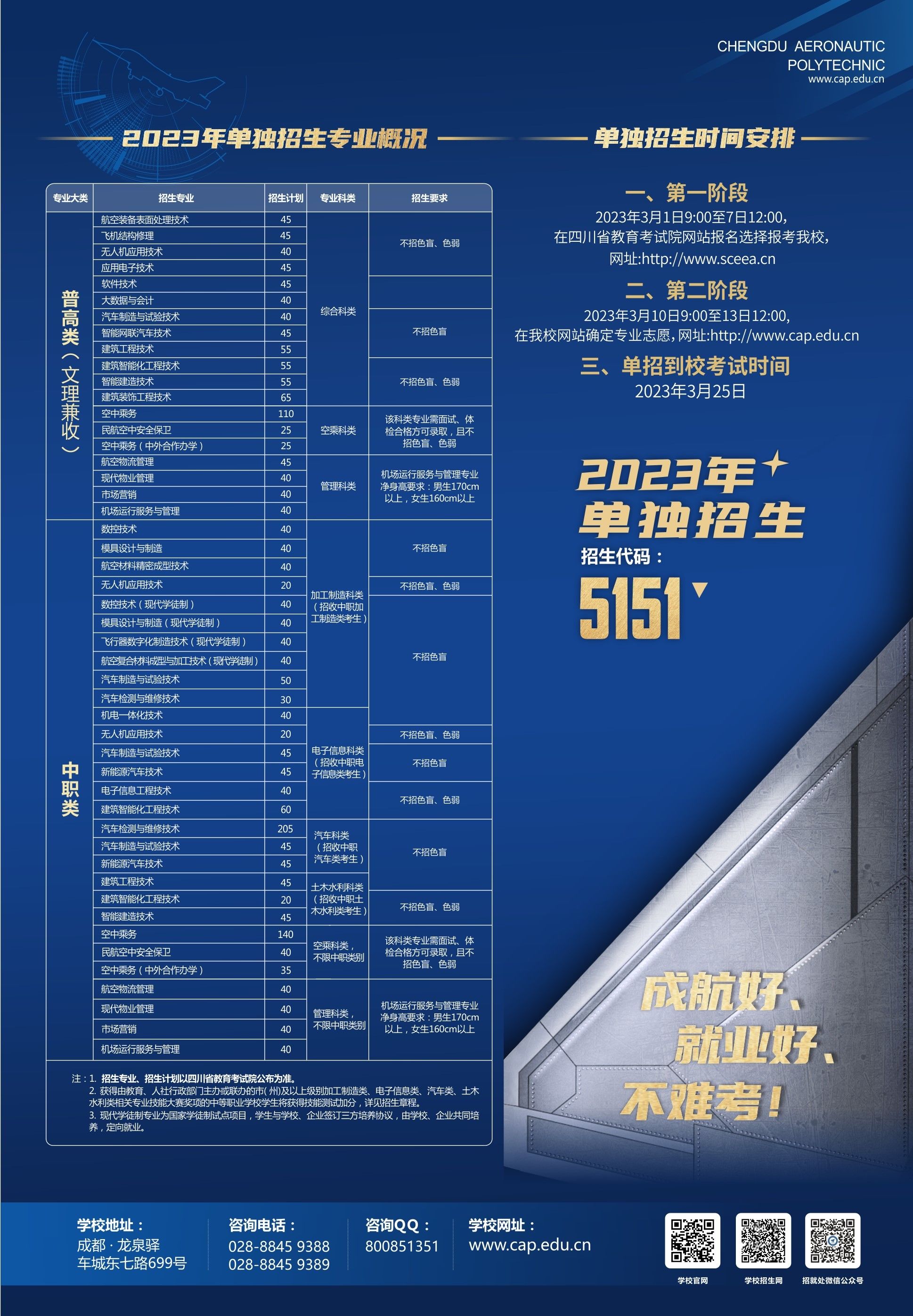 成都航空职业技术学院2023年单独招生报考指南