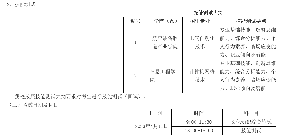 成都航空职业技术学院2023年普通类“9+3”高职单招章程